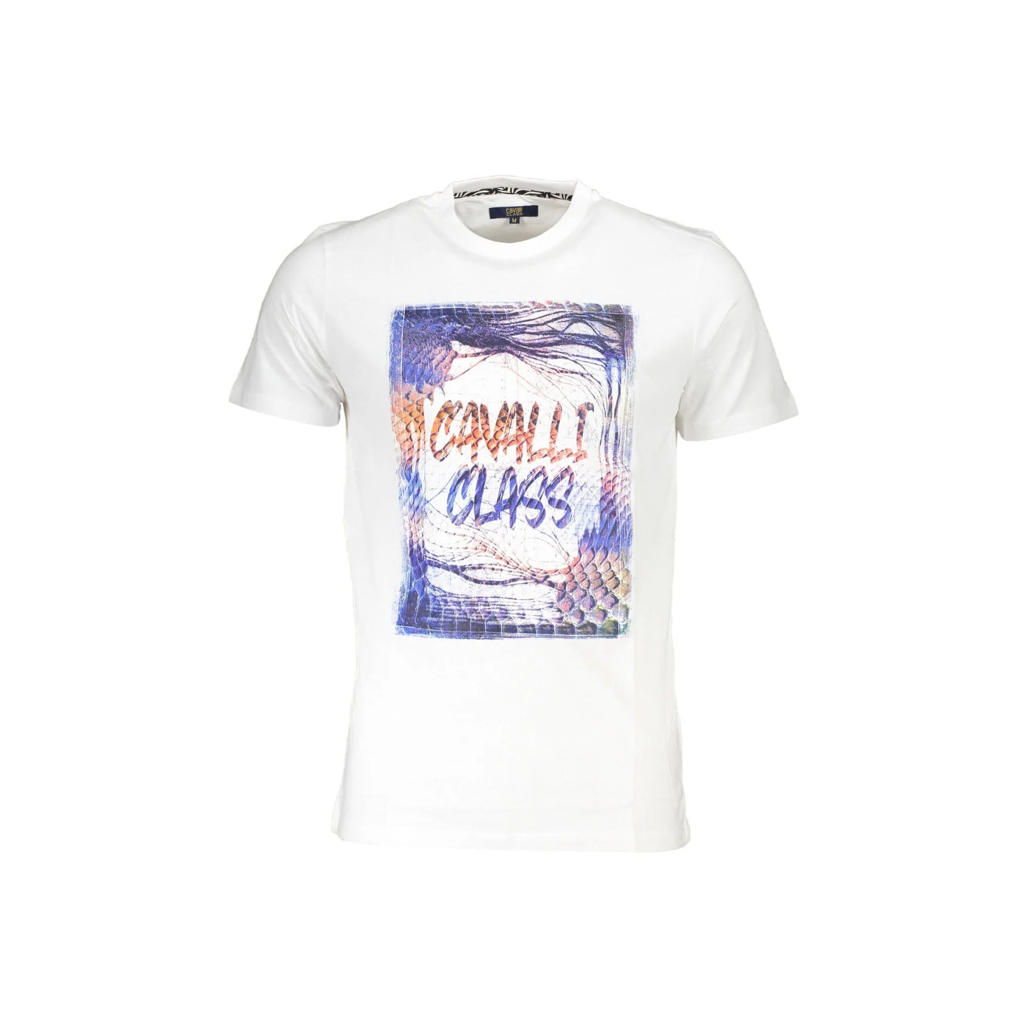 Cavalli Class T-Shirt Maniche Corte Uomo Bianca Stampa Logo Bianco - foto prodotto