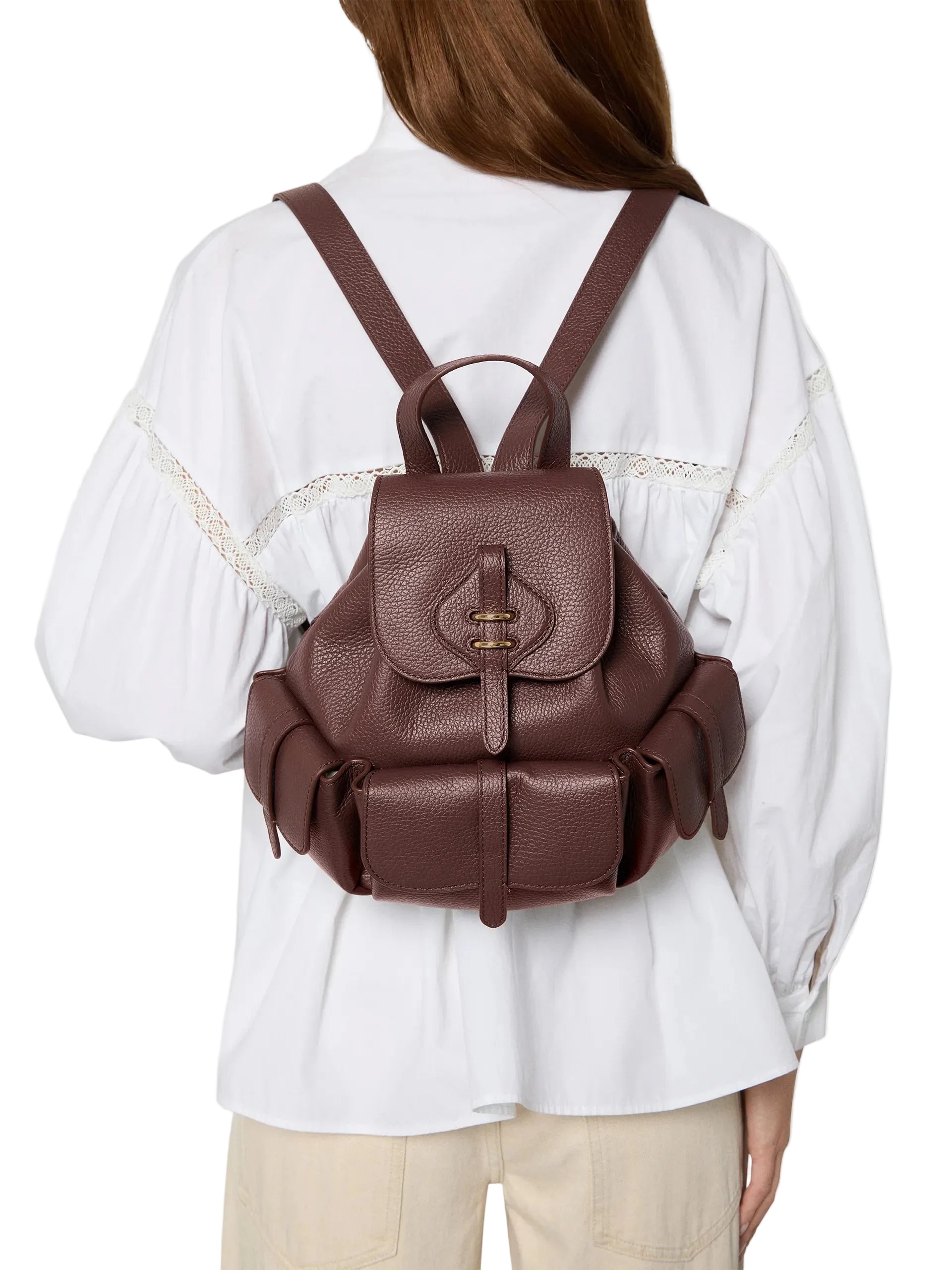 Coccinelle Zaino Pelle Donna Marrone Logo