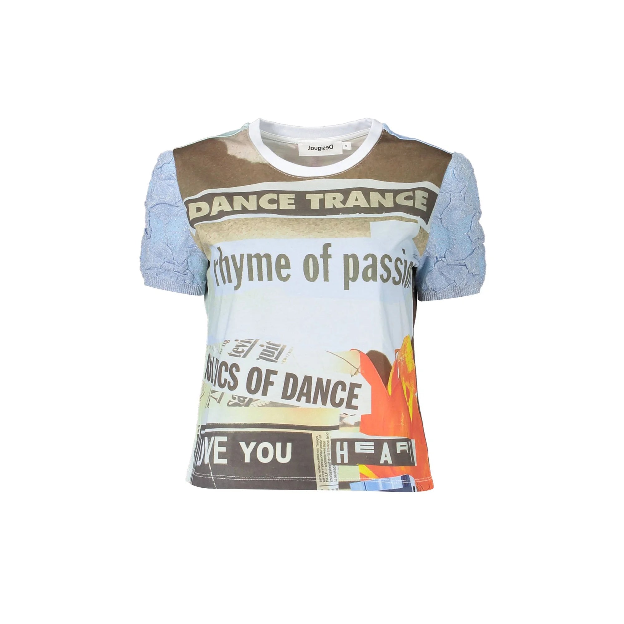 Desigual T-Shirt Maniche Corte Donna Azzurra Stampa Logo Azzurro - foto prodotto