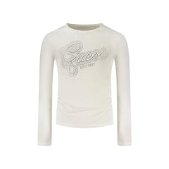 Guess Jeans T-Shirt Maniche Lunghe Unisex Bianca Applicazioni Strass