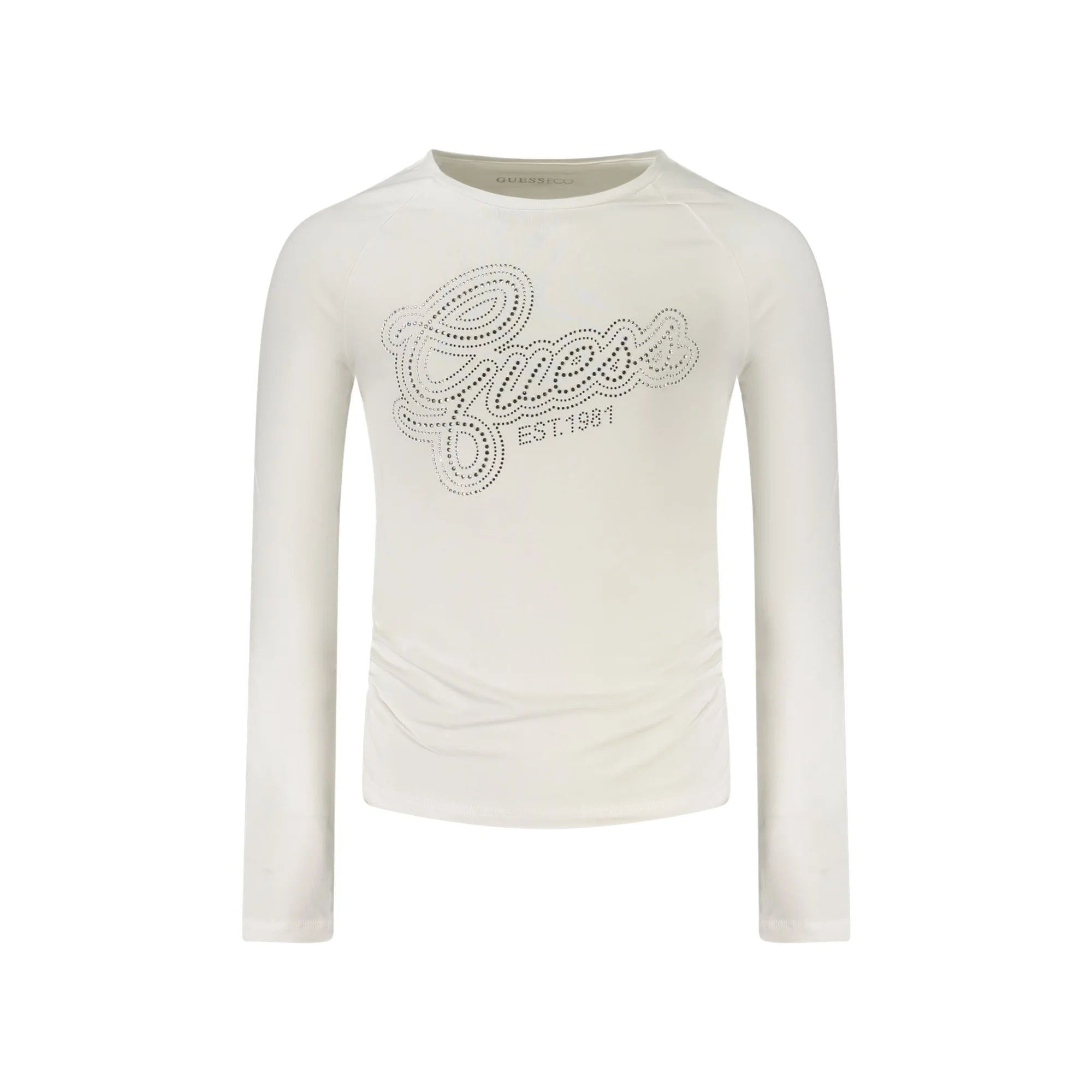 GUESS JEANS T-SHIRT MANICHE LUNGHE BAMBINA BIANCO