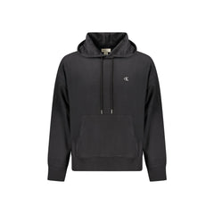 Calvin Klein Felpa Uomo Nera Cappuccio Garzata Tascone Ricamo