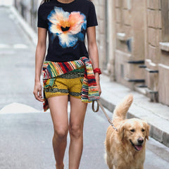 Desigual camiseta Manga Corta Mujer Azul Estampado/bordado/Logo