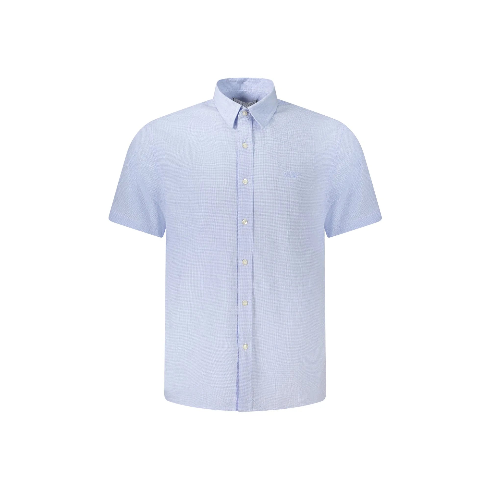 GUESS JEANS CAMICIA MANICHE CORTE UOMO AZZURRO