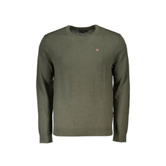 Napapijri Pull Homme Vert Col Rond avec Broderie Logo