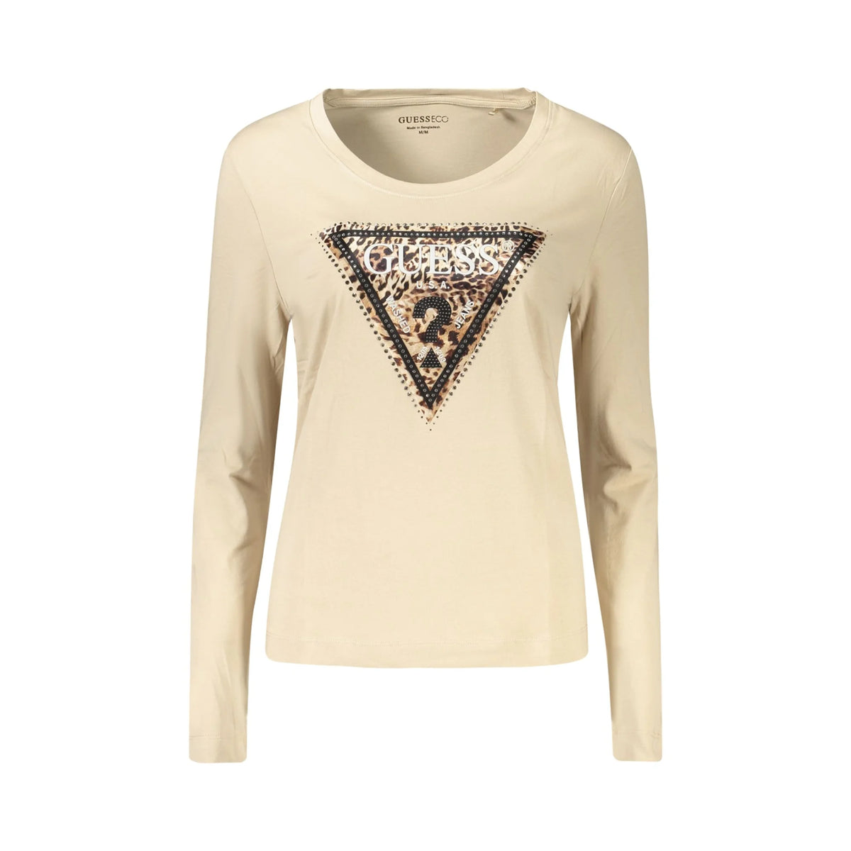 GUESS JEANS T-SHIRT MANICHE LUNGHE DONNA BEIGE