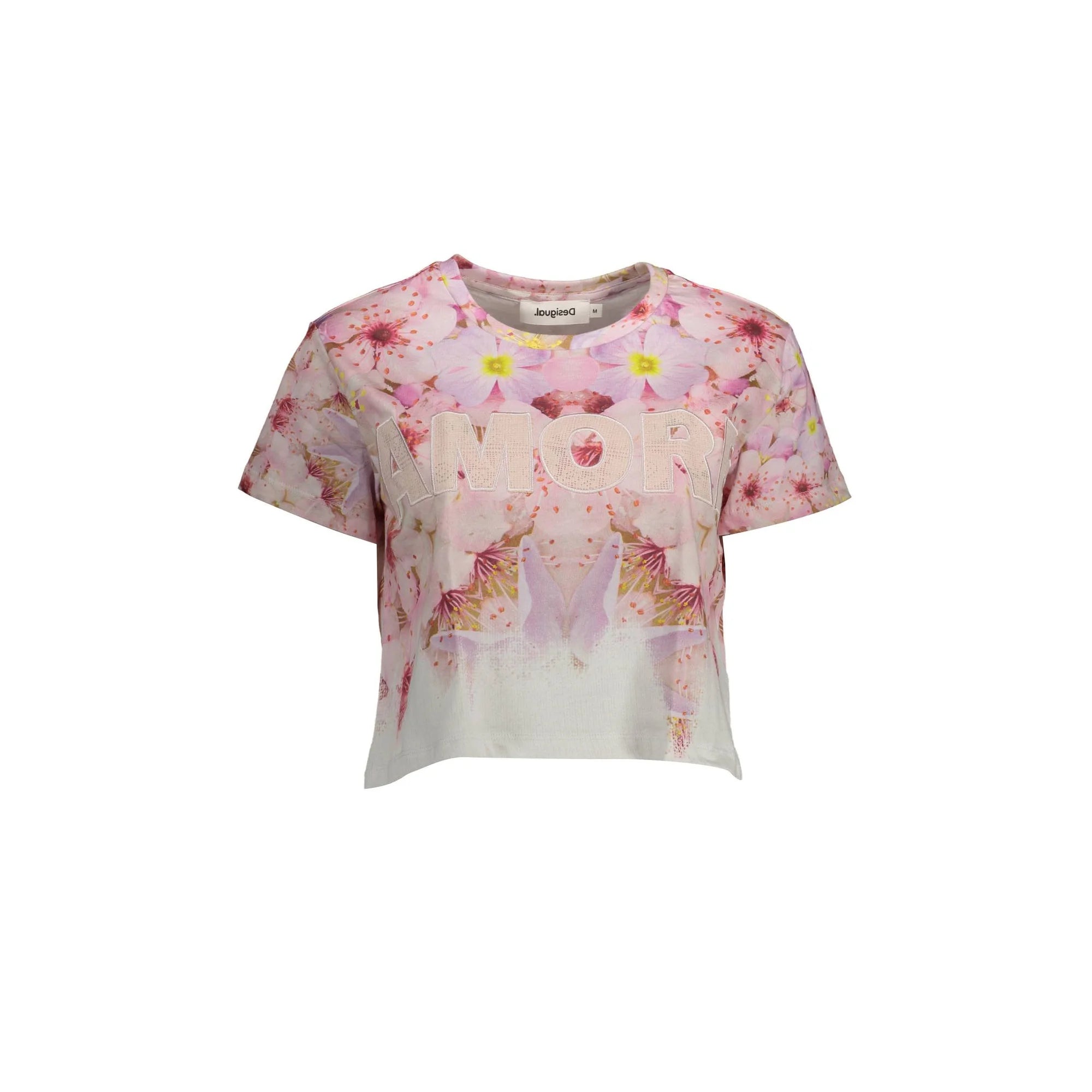 DESIGUAL T-SHIRT MANICHE CORTE DONNA ROSA