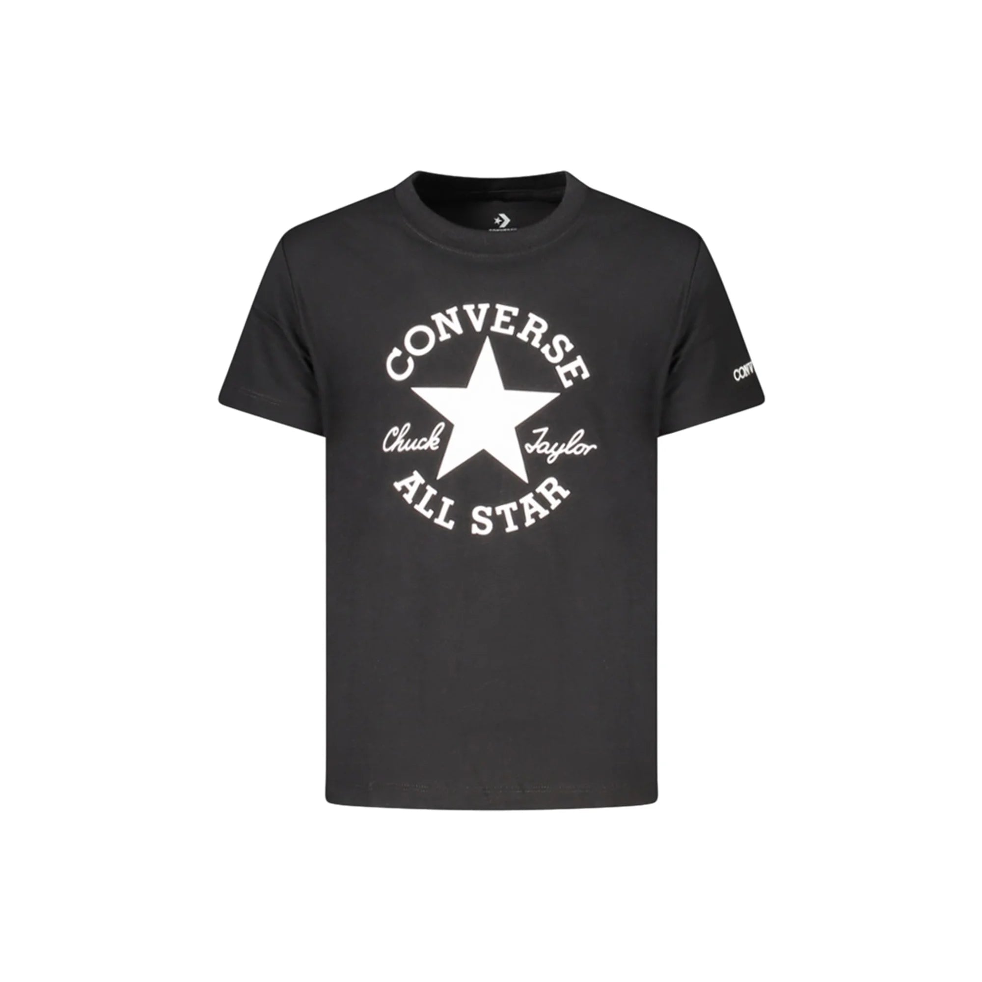 CONVERSE T-SHIRT MANICHE CORTE BAMBINA NERO