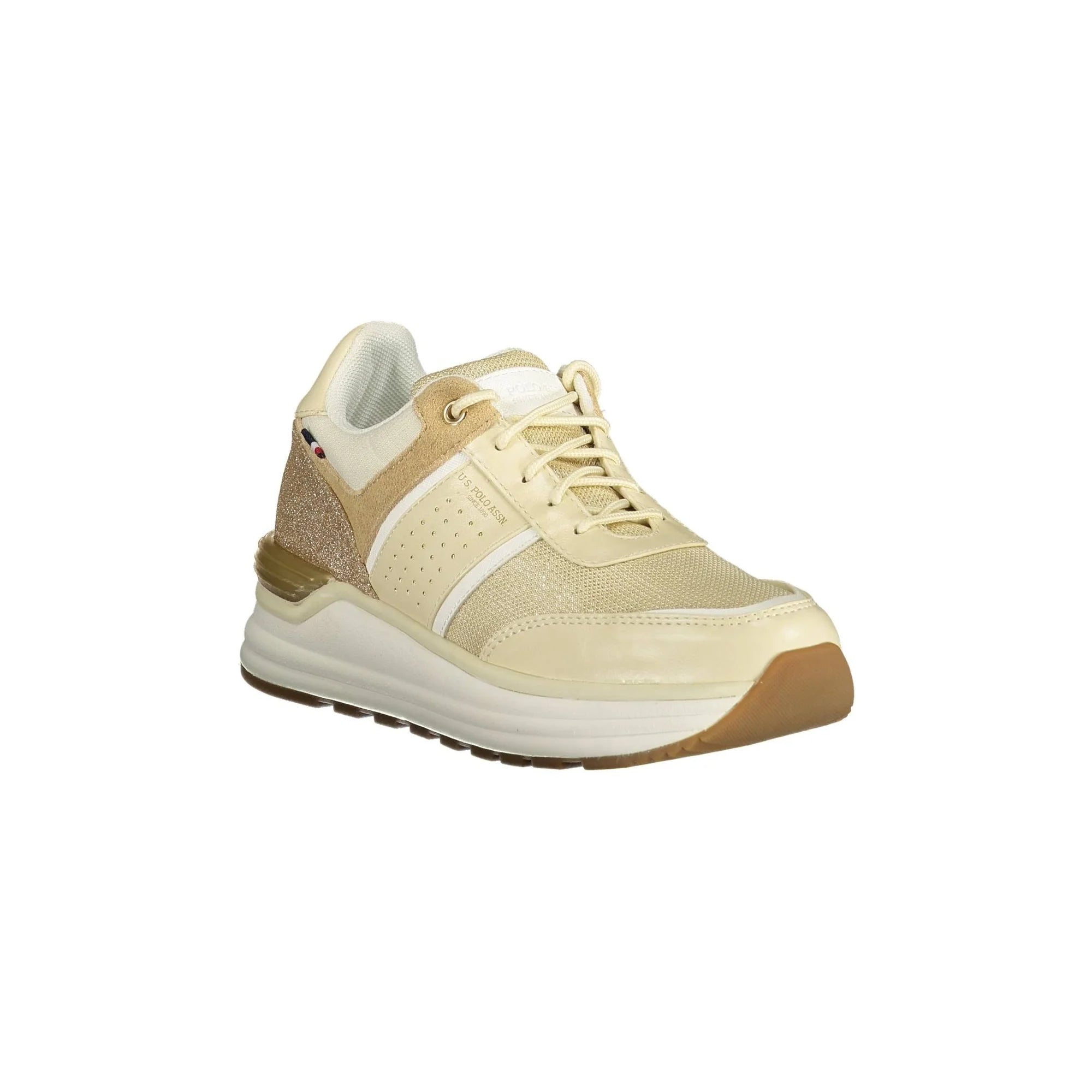 U.S. POLO ASSN. Scarpe Sneakers Donna Beige con Lacci e Logo - vista 2