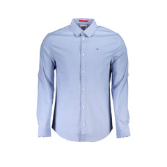 Tommy Hilfiger Camicia Maniche Lunghe Uomo Azzurra Ricamo