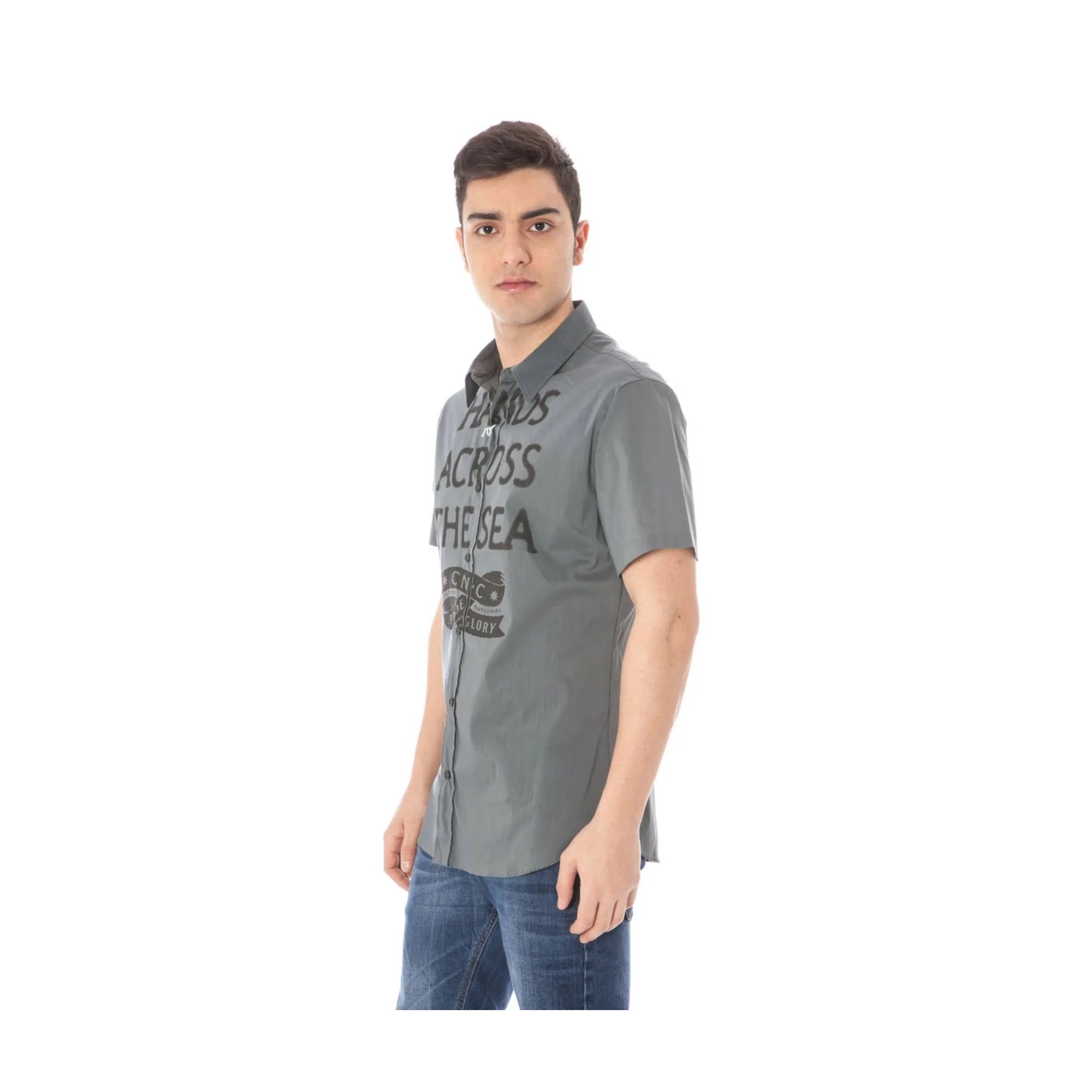 COSTUME NATIONAL CAMICIA MANICHE CORTE UOMO GRIGIO