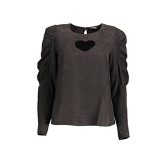 Desigual Camicia Maniche Lunghe Donna Nera Dettagli a Contrasto