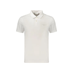 Guess Jeans Polo Maniche Corte Uomo Bianca Stampa in Rilievo Logo