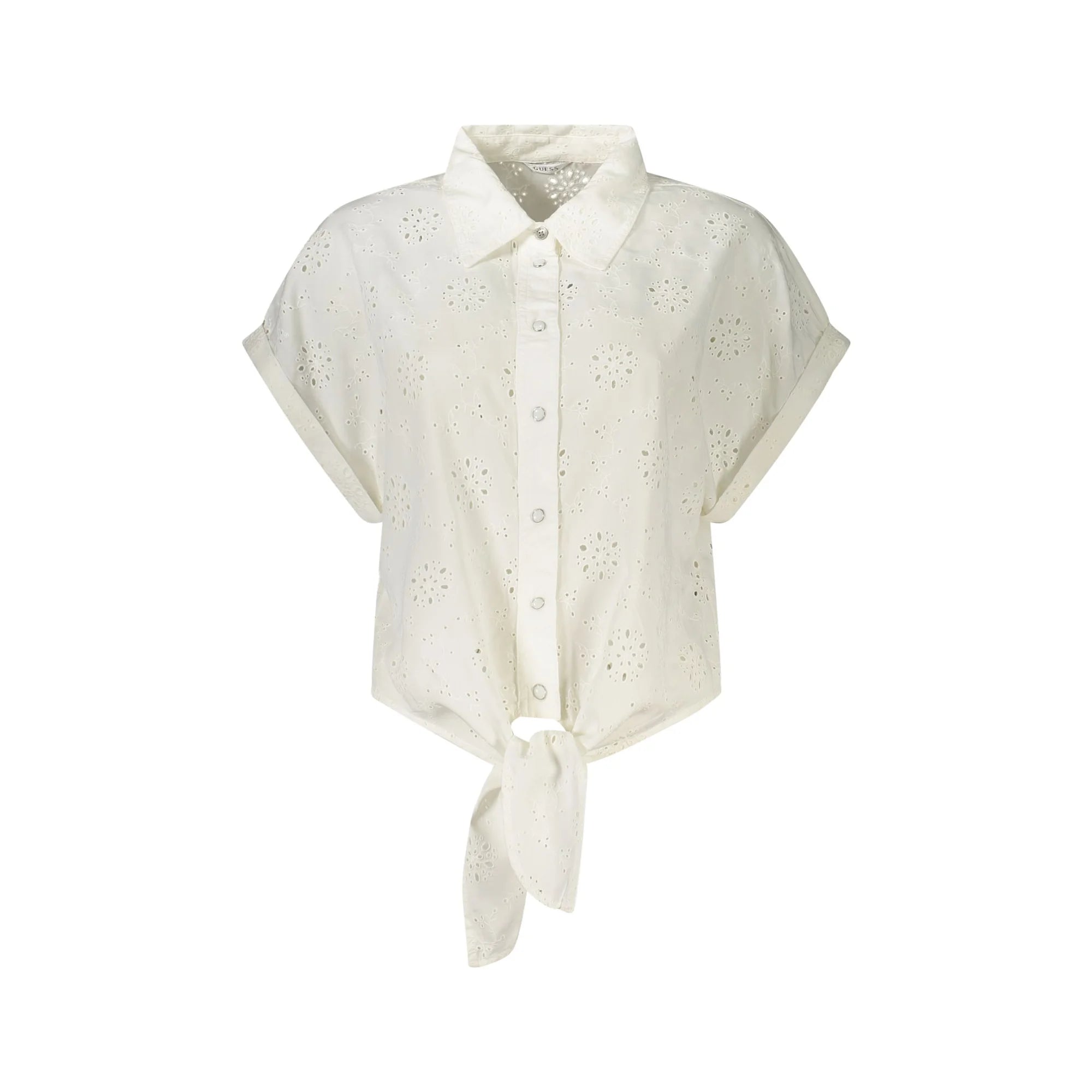 GUESS JEANS CAMICIA MANICHE CORTE DONNA BIANCO