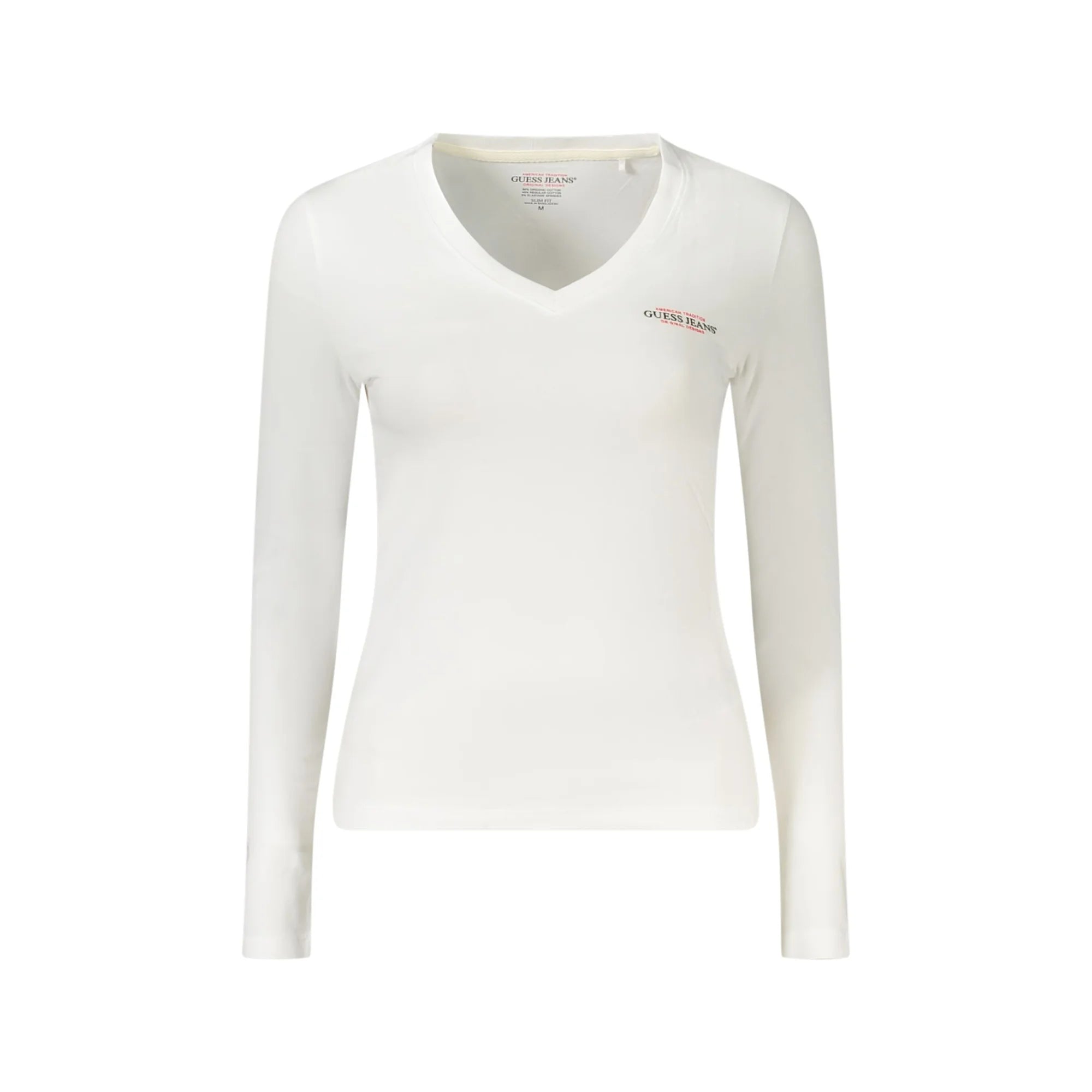 GUESS JEANS T-SHIRT MANICHE LUNGHE DONNA BIANCO