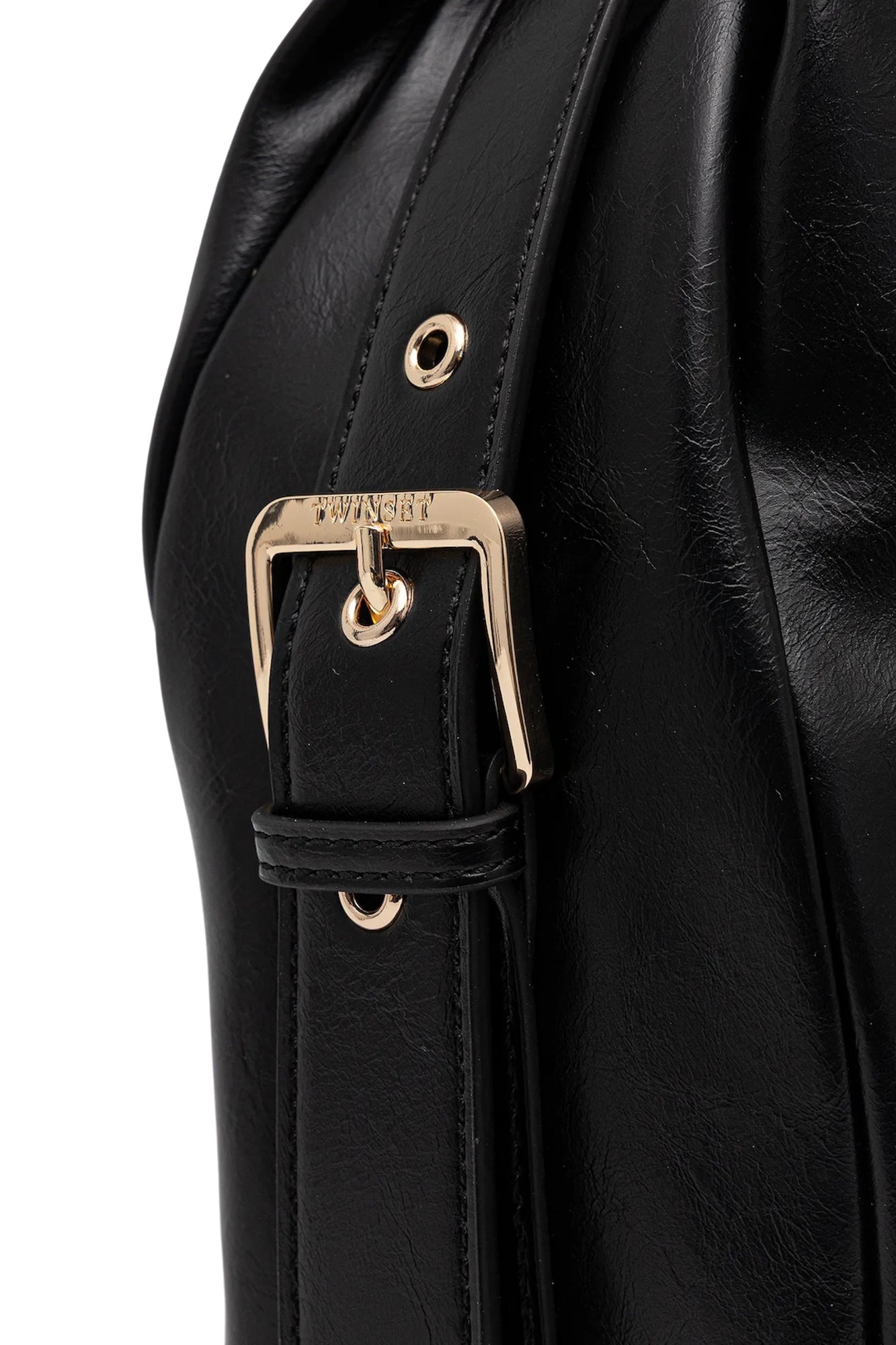 TWINSET Borsa Donna a Spalla Nera Hobo con Dettagli a Contrasto