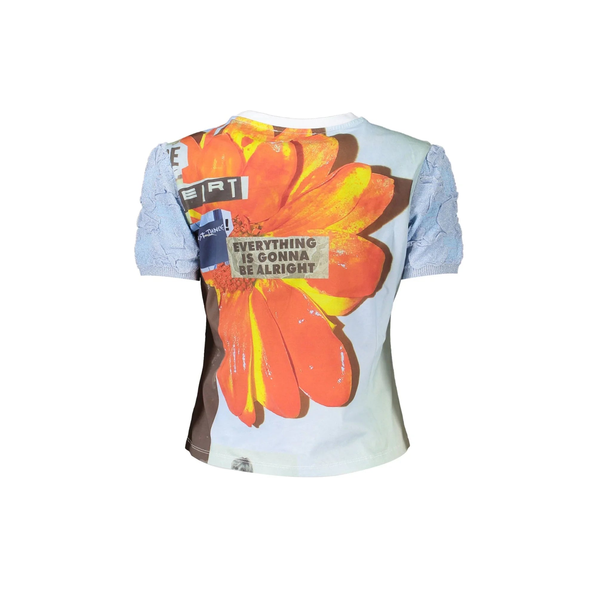 Desigual T-Shirt Maniche Corte Donna Azzurra Stampa Logo azzurro - vista 2