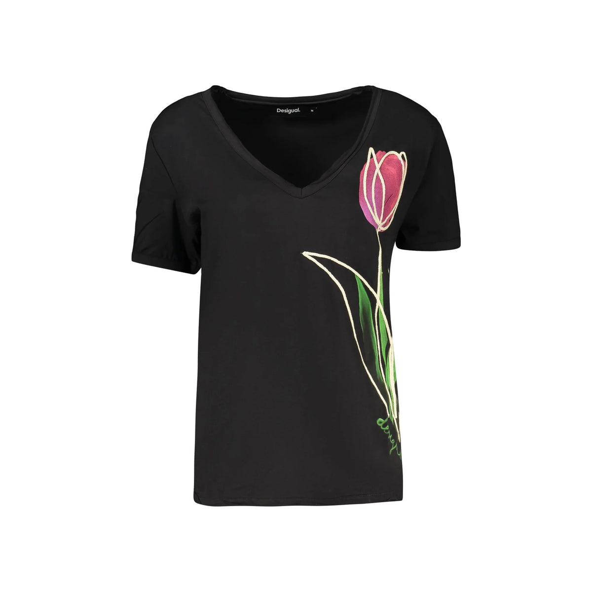 DESIGUAL T-SHIRT MANICHE CORTE DONNA NERO