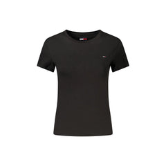 Tommy Hilfiger T-Shirt Maniche Corte Donna Nera Ricamo Logo