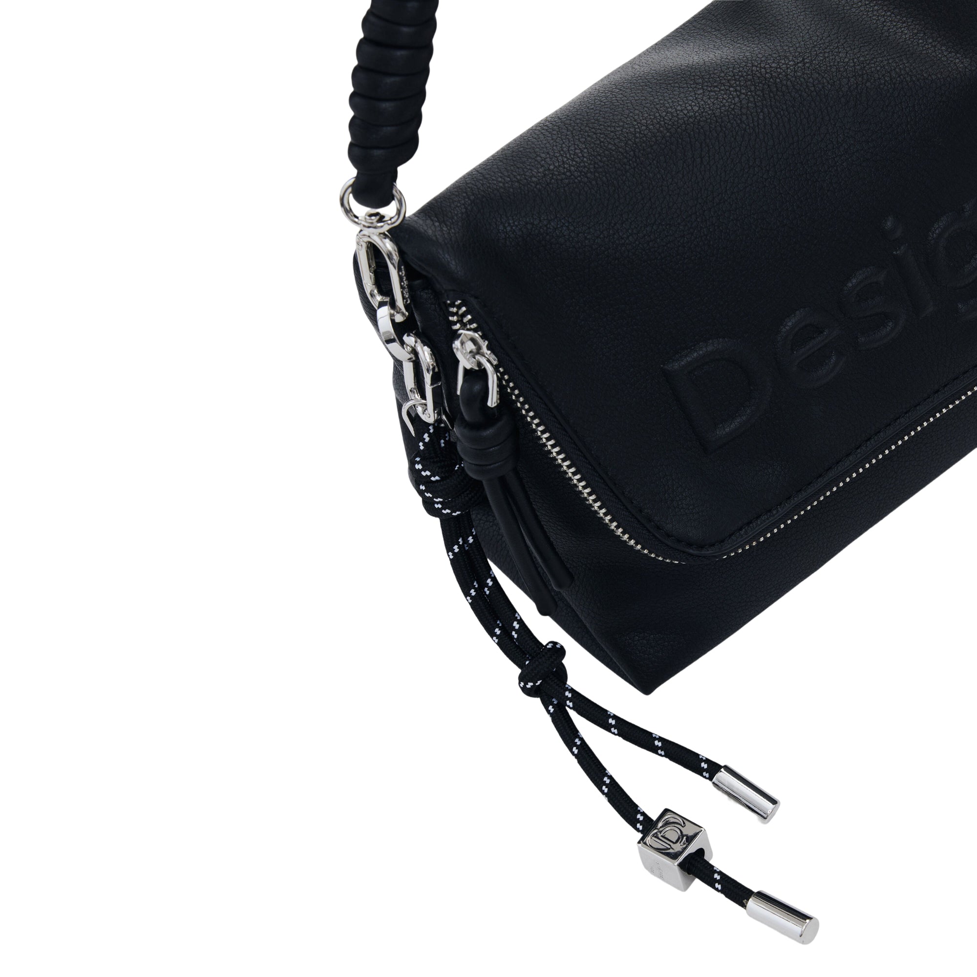 Borsa Donna a Tracolla Nera Desigual con Logo 3D e Patta