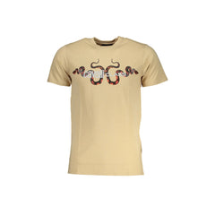 Cavalli Class Short Sleeve T-Shirt Men Beige Print