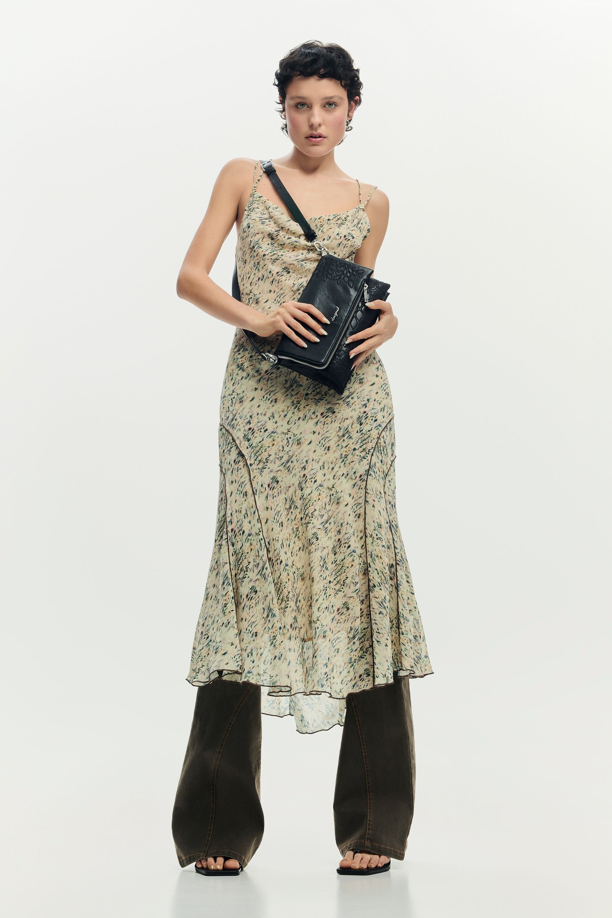 Desigual Borsa a Tracolla Donna Nera Dettagli a Contrasto Borse nero - vista 5