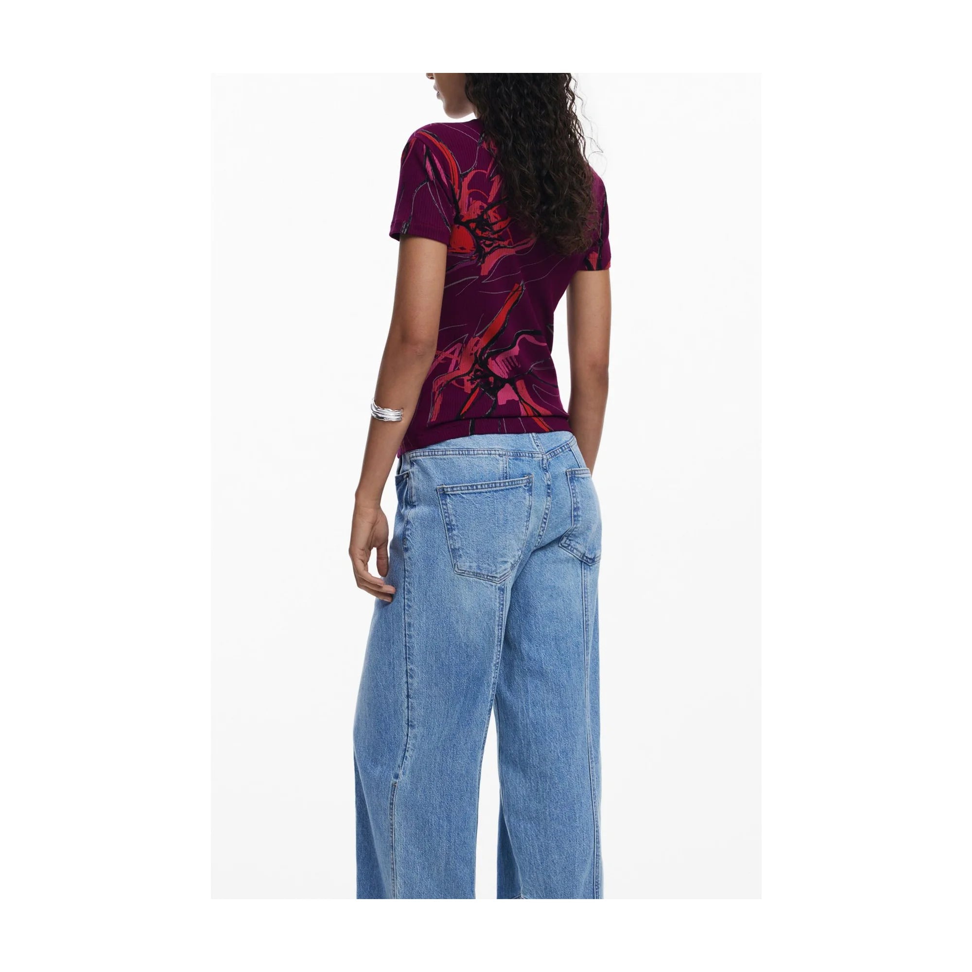 DESIGUAL T-SHIRT MANICHE CORTE DONNA VIOLA
