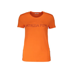 Patrizia Pepe T-Shirt Μανίκια Κοντά Γυναίκα Πορτοκαλί Εφαρμογή Στρας