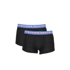 North Sails Boxer Uomo Nero Elastico Bicolor Logo