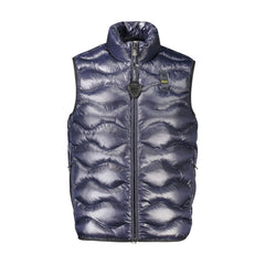 Blauer Giubbotto Smanicato Uomo Blu Zip Logo
