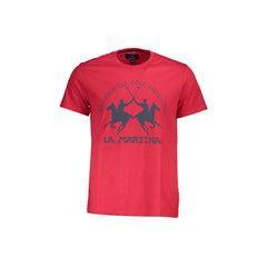 La Martina T-Shirt Manches Courtes Homme Rouge Imprimé Logo