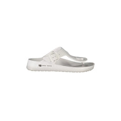 NORWAY Chanclas de dedo para mujer blancas con hebilla y estampado