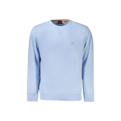 Boss Felpa Maniche Lunghe Uomo Azzurra Ricamo