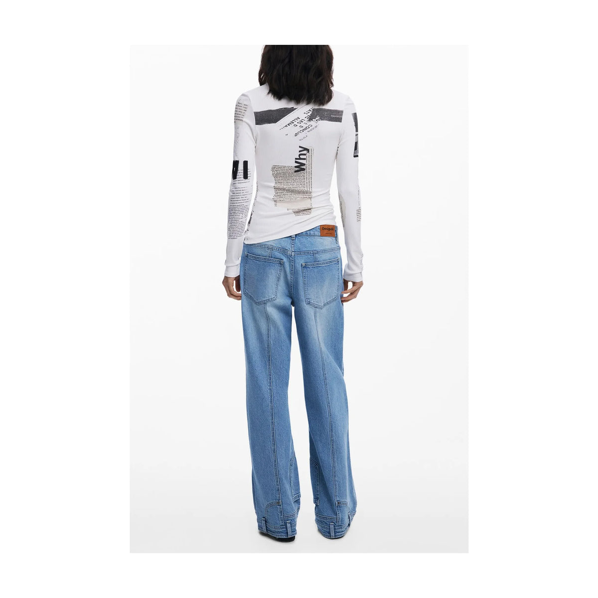 DESIGUAL T-SHIRT MANICHE LUNGHE DONNA BIANCO