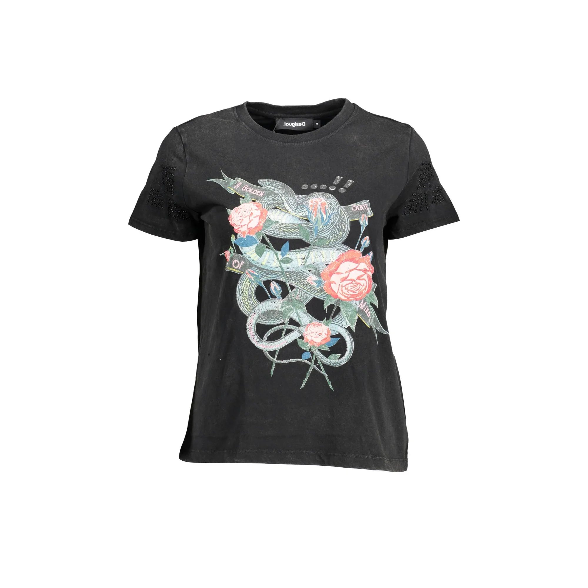 Desigual T-Shirt Maniche Corte Donna Nera Stampa Nero - foto prodotto
