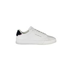 TOMMY HILFIGER Baskets Homme Blanches avec Lacets et Détails Bleus
