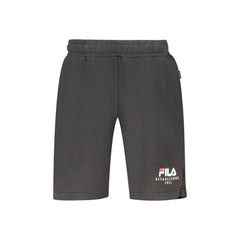 Fila Short Pantaloni Tuta Corto Uomo Nero Ricamo