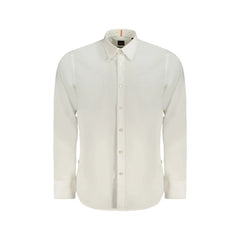 Boss Camicia Maniche Lunghe Uomo Bianca Ricamo