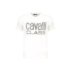 Cavalli Class Tričko Pánské Bílé Krátký Rukáv Tisk Logo