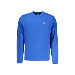 North Sails Sweatshirt Heren Blauw Ronde Hals Geborsteld Logo Applicatie