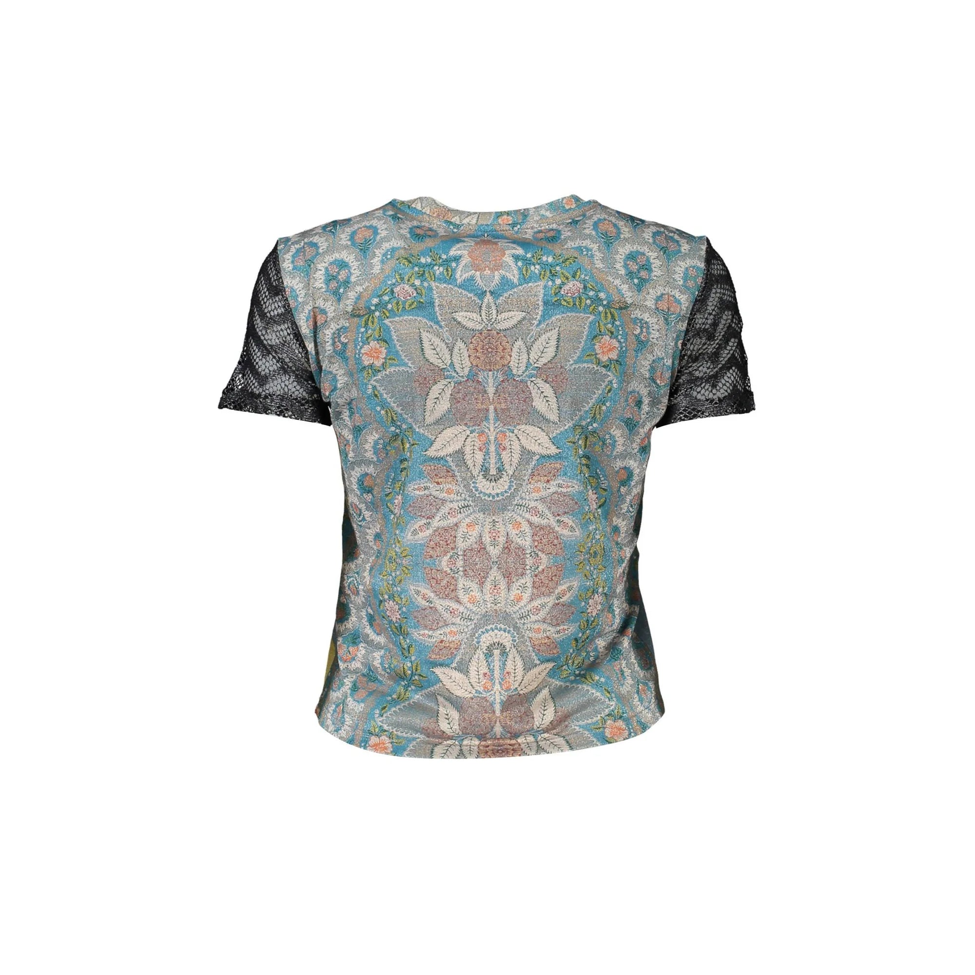 Desigual T-Shirt Maniche Corte Donna Azzurra Stampa Logo azzurro - vista 2