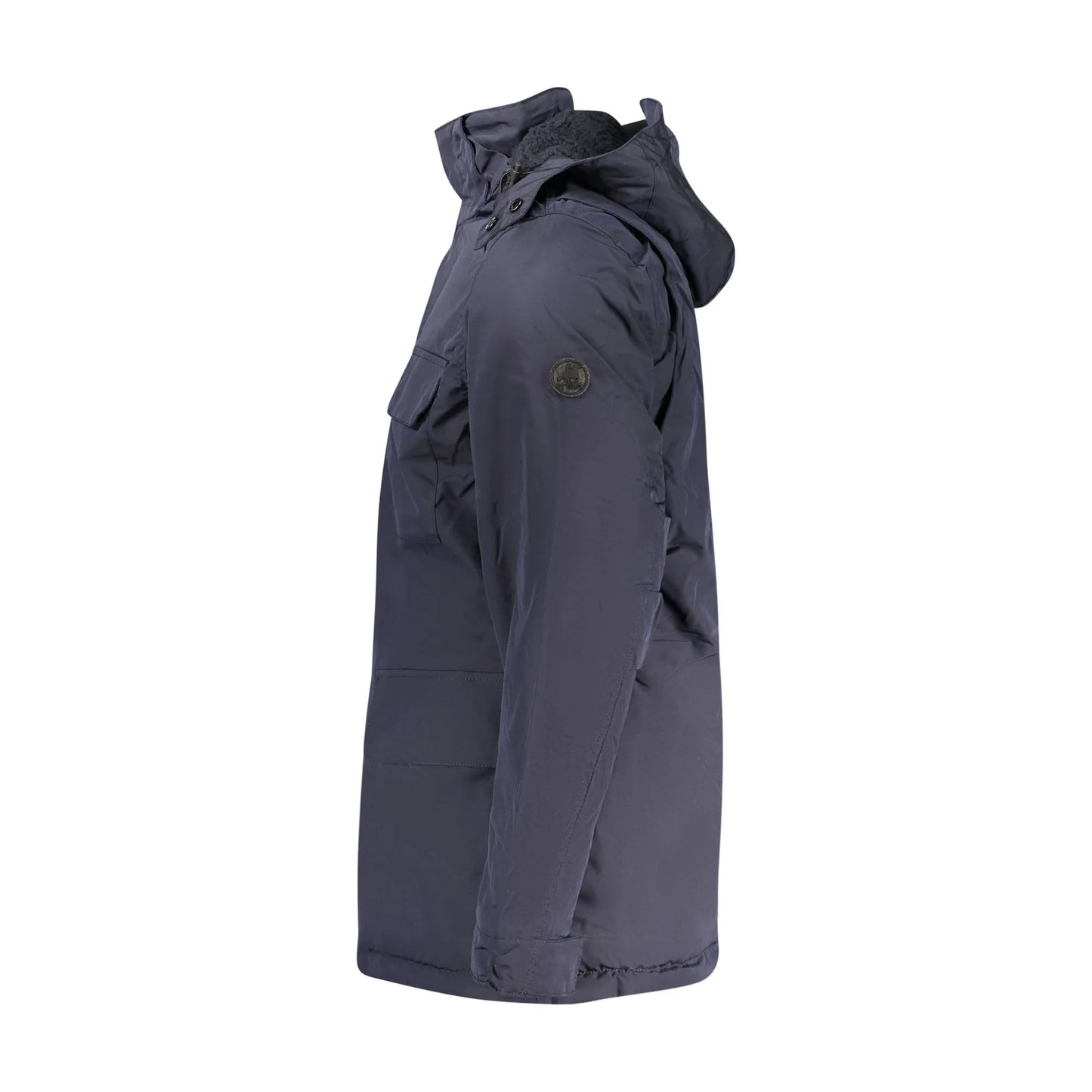 U.S. Grand Parka Uomo Blu Lungo con Cappuccio Removibile Logo Giubbotti e Giacche - vista 3
