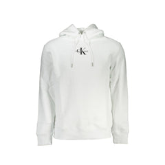 Calvin Klein Sweat Homme Blanc À Capuche En Velours Broderie Imprimé