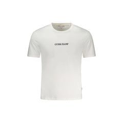 Guess Jeans Tricou Maneci Scurte Bărbați Alb Broderie