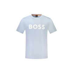 Boss T-Shirt Maniche Corte Uomo Azzurra Stampa Logo