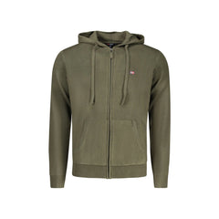 Norway 1963 Cardigan Bărbați Verde cu Cappuccio Fermoar Tăvițe Brodat Logo
