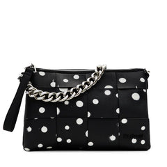 DESIGUAL Bolso Mujer Negro de Mano con Lunares y Correa de Cadena