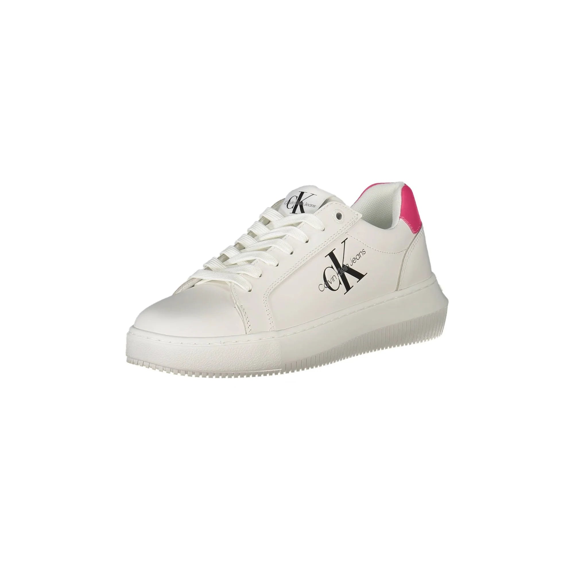CALVIN KLEIN Scarpe Sneakers Donna Bianche con Lacci e Logo Bianco - foto prodotto