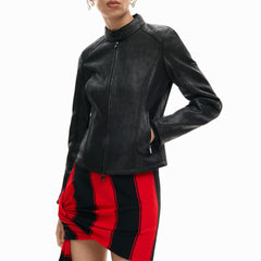 Desigual Giubbotto Maniche Lunghe Donna Nero Zip