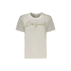 Desigual T-Shirt Maniche Corte Donna Bianca Ricamo Logo